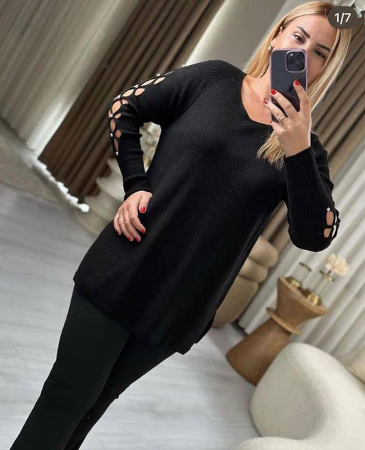 Kol Dekolteli İnce Triko Bluz