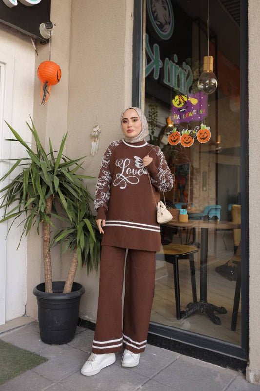 Love Yazılı Triko Takım