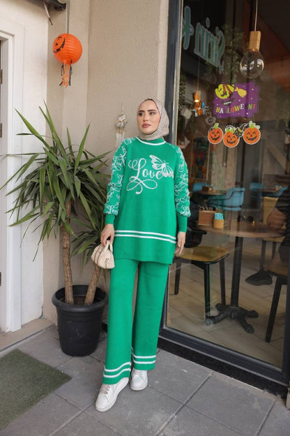 Love Yazılı Triko Takım