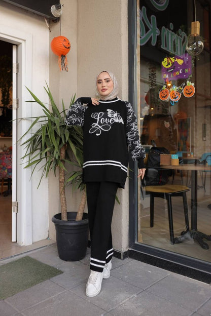 Love Yazılı Triko Takım