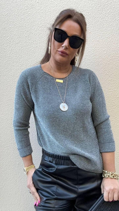 Oval Yaka Simli Bluz