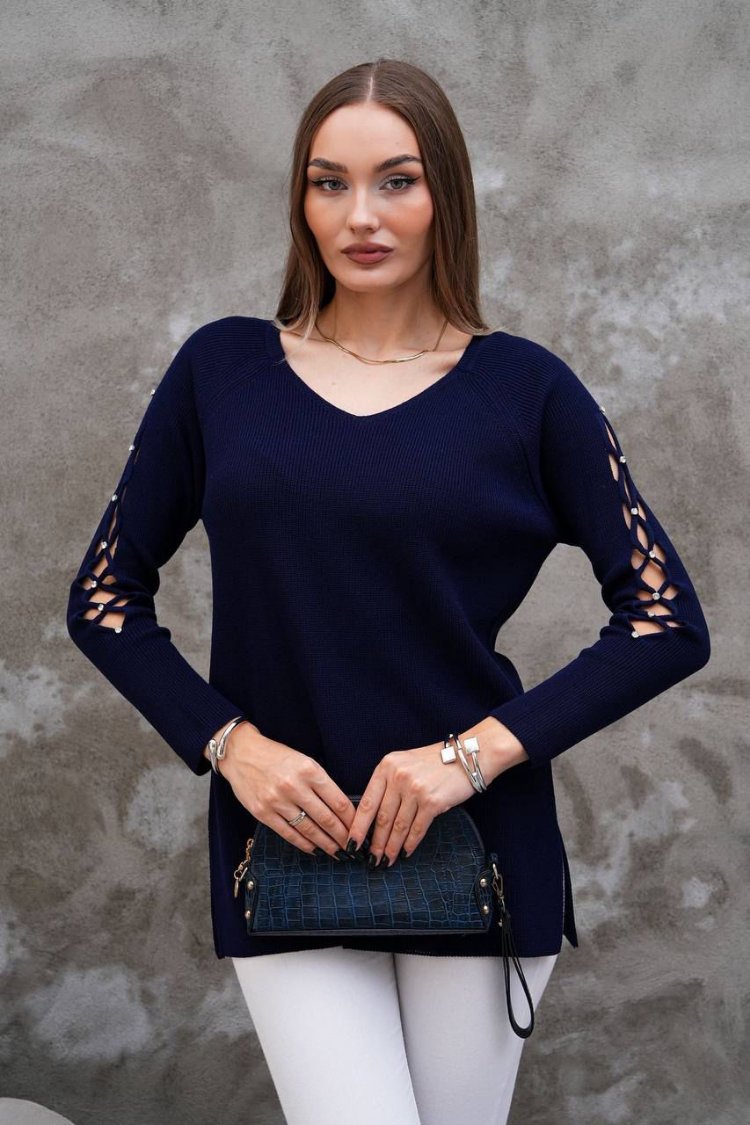 Kol Dekolteli İnce Triko Bluz