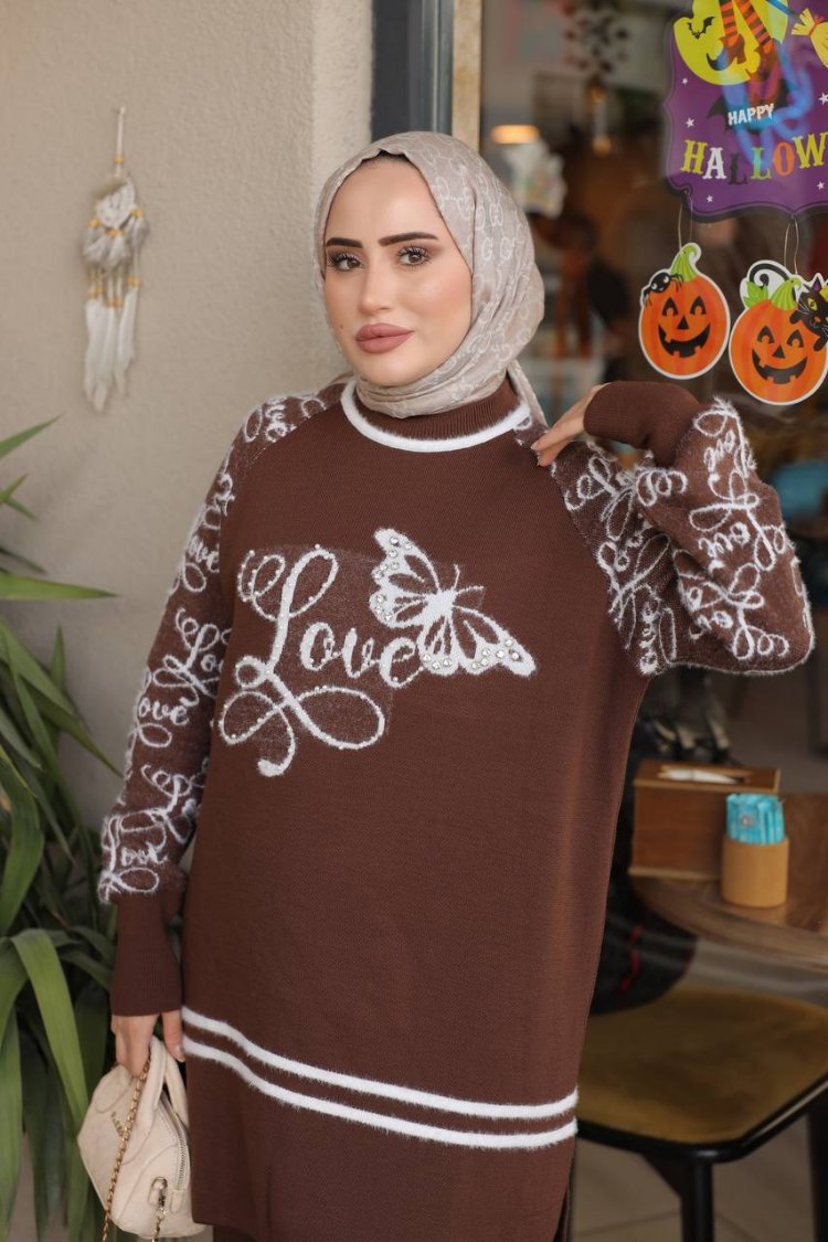 Love Yazılı Triko Takım